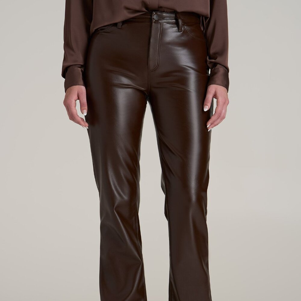 American Tall True Touch Leather Straight Leg Pants for Tall Women in Espresso S